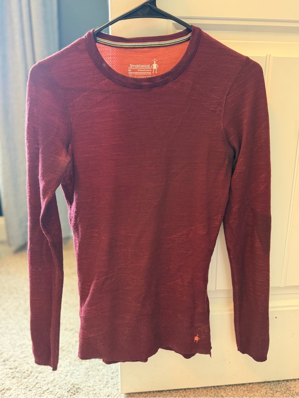 Smartwool Women's Intraknit 200 Merino Wool Base Layer Crew Top Red, Size M